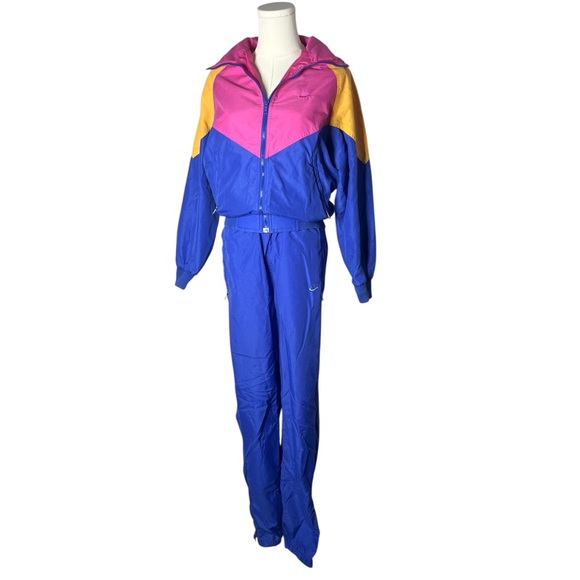 Nike Pants - 80s Vintage Nike Bright Colorful Colorblock Nylon Track Suit Windbreaker